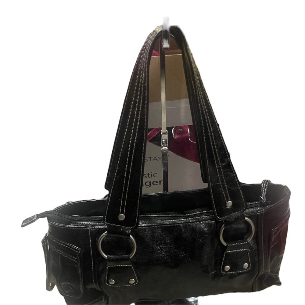 Kenneth Cole Genuine Leather Satchel Shoulder Bag Black